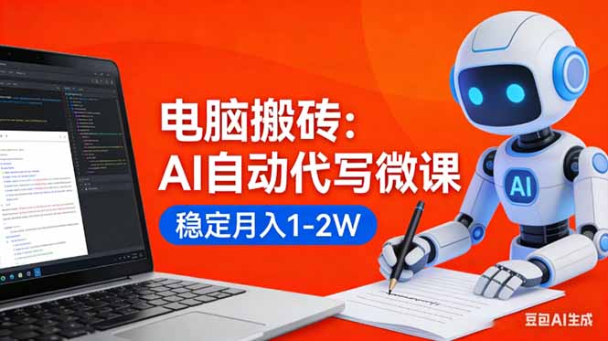 （17582期）电脑搬砖：AI自动代写微课，稳定月入1-2W，提供接单渠道，0门槛小白可做！-吾爱创业网