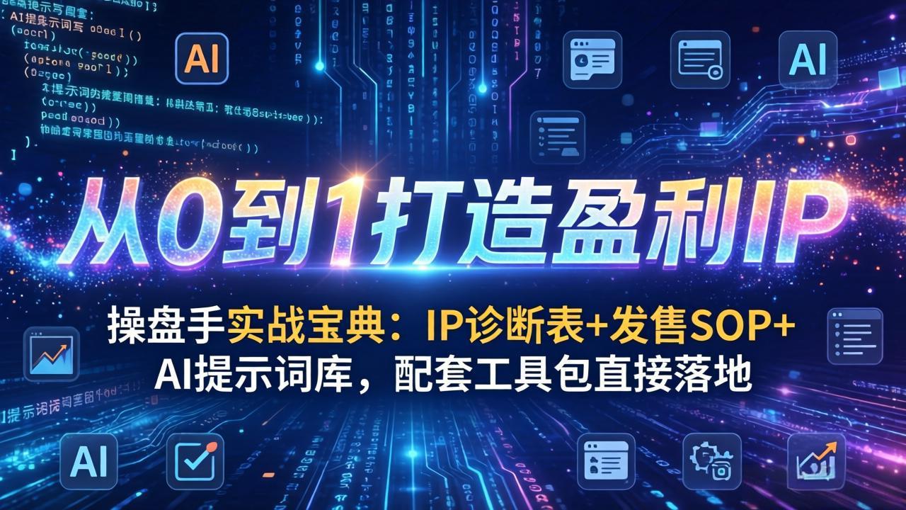 （17593期）操盘手实战宝典：IP诊断表+发售SOP+AI提示词库，配套工具包直接落地，从0到1打造盈利IP-吾爱创业网