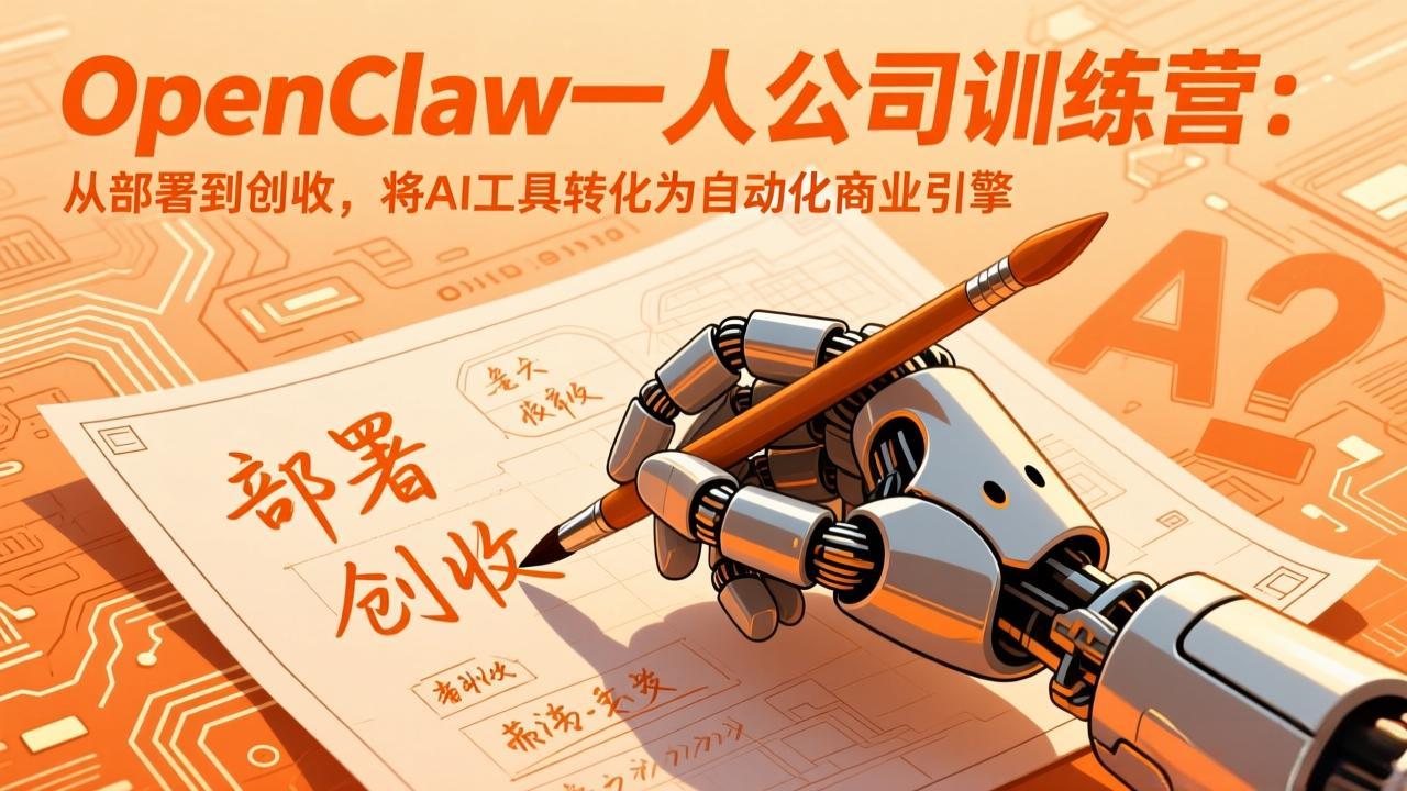 （17540期）OpenClaw一人公司训练营：从部署到创收，将AI工具转化为自动化商业引擎-吾爱创业网