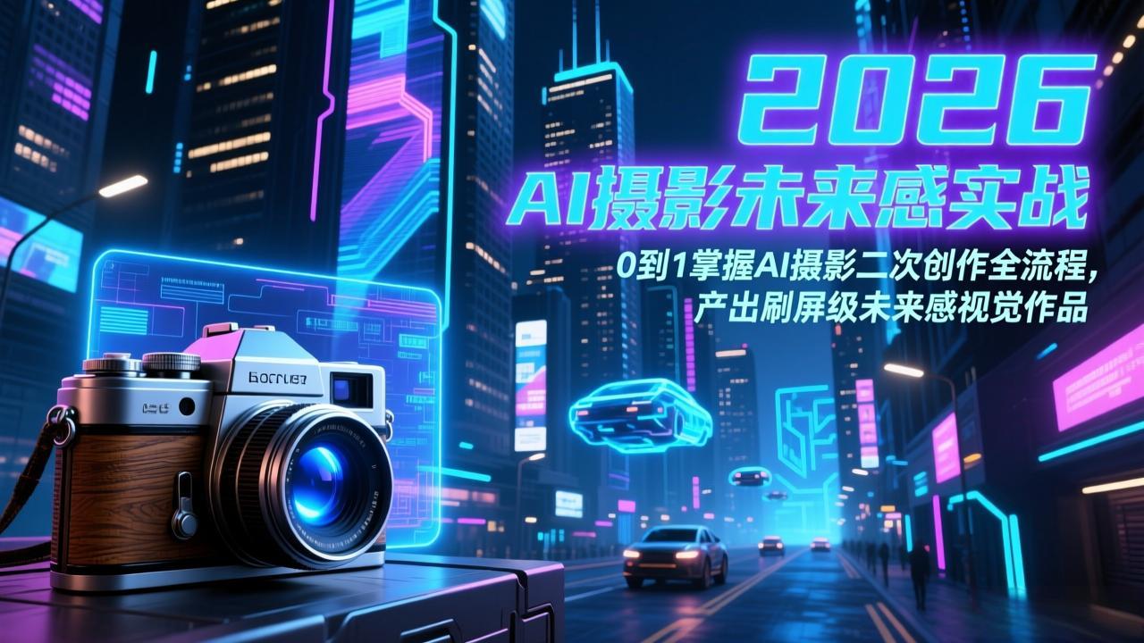 （17584期）2026 AI摄影未来感实战：0到1掌握AI摄影二次创作全流程，产出刷屏级未来感视觉作品-吾爱创业网
