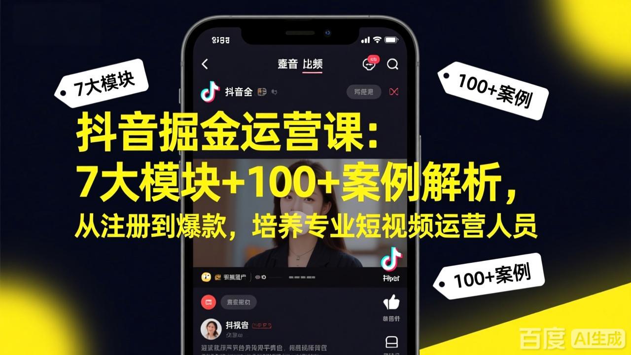 （17573期）抖音掘金运营课：7大模块+100+案例解析，从注册到爆款，培养专业短视频运营人员-吾爱创业网