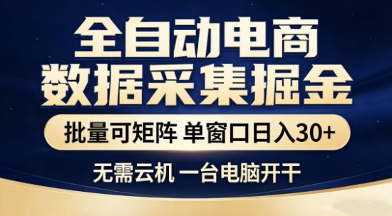 独家电商数据全自动采集项目，批量可矩阵，单窗口轻松日入3张+【揭秘】-吾爱创业网