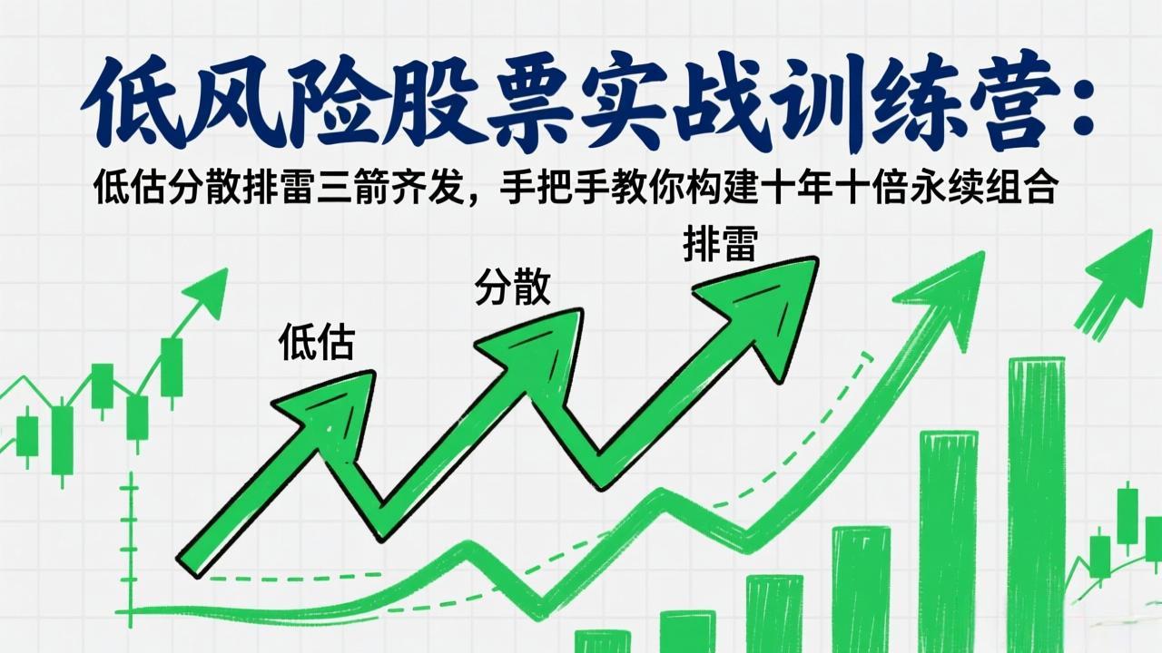 （17487期）低风险股票实战训练营：低估分散排雷三箭齐发，手把手教你构建十年十倍永续组合-吾爱创业网