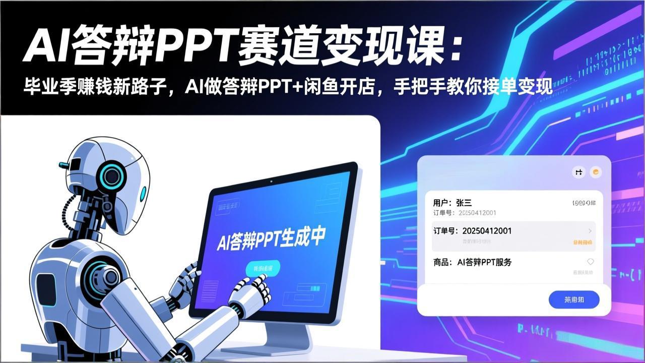 （17546期）AI答辩PPT赛道变现课：毕业季赚钱新路子，AI做答辩PPT+闲鱼开店，手把手教你接单变现-吾爱创业网