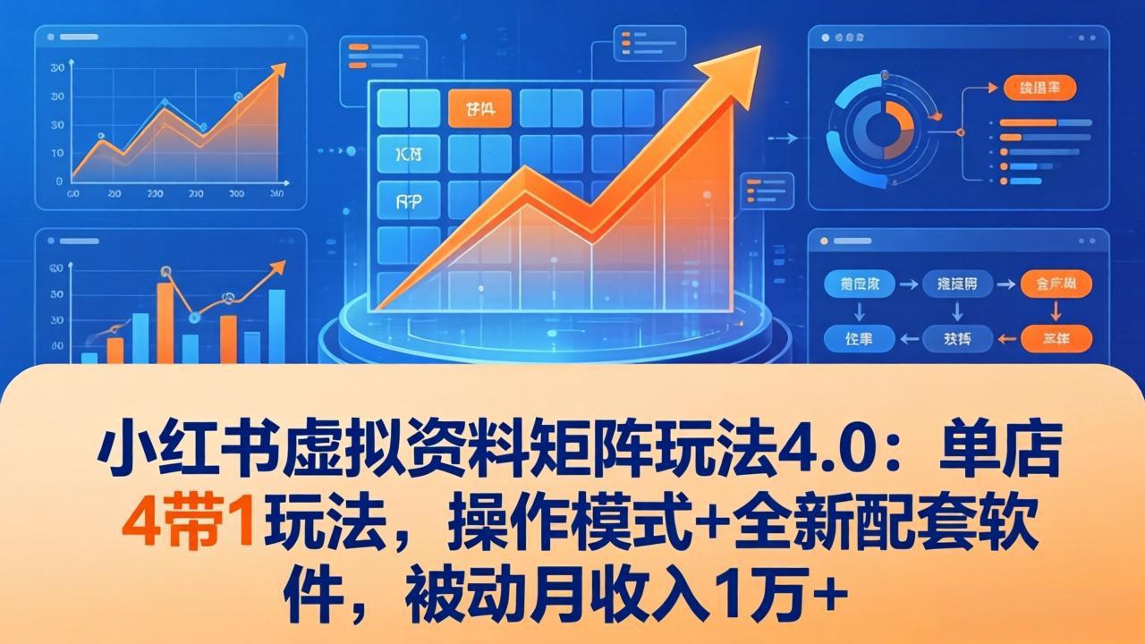 （17730期）小红书虚拟资料矩阵玩法4.0：单店4带1玩法，操作模式+全新配套软件，被动月收入1万+-吾爱创业网