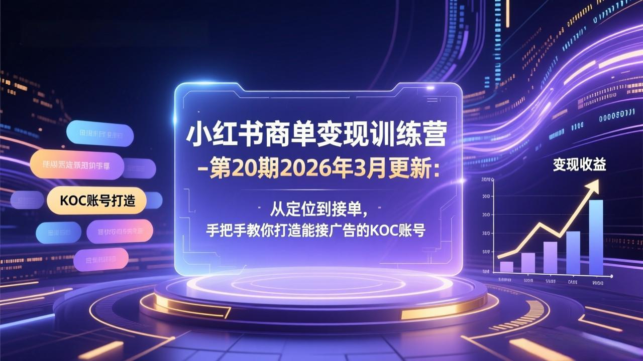 （17590期）小红书商单变现训练营-第20期26年3月更新：从定位到接单，手把手教你打造能接广告的KOC账号-吾爱创业网