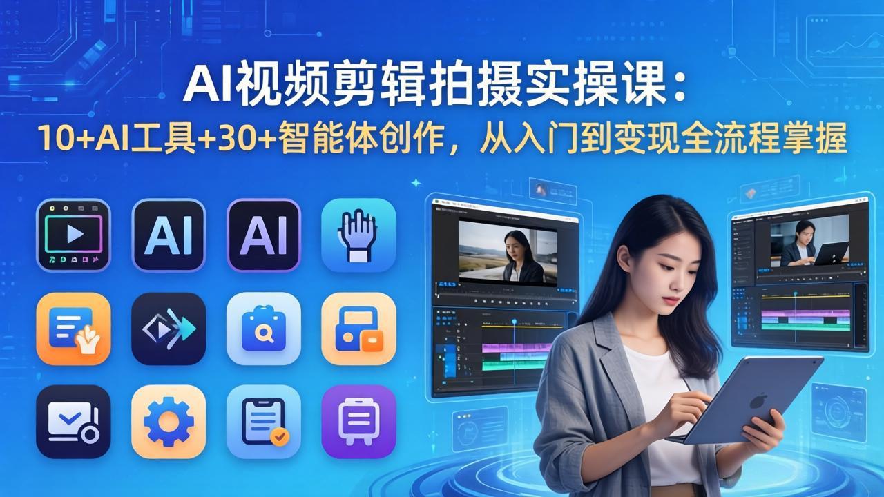 （17818期）AI 视频剪辑拍摄实操课：10+AI工具+30+智能体创作，从入门到变现全流程掌握-吾爱创业网
