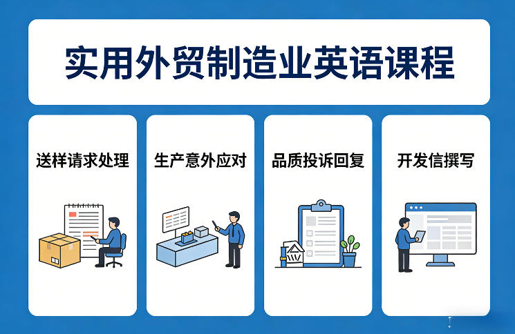实用外贸制造业英语课程,教你专业处理送样请求、应对生产意外、回复品质投诉、撰写开发信等-吾爱创业网