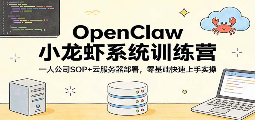 OpenClaw小龙虾系统训练营：一人公司SOP，云服务器部署，零基础快速上手实操-吾爱创业网