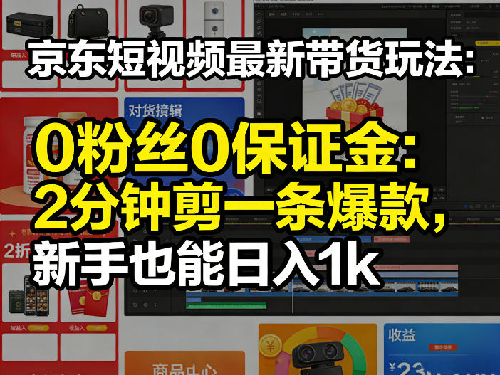 京东短视频最新带货玩法，0粉丝0保证金，2分钟剪一条爆款，新手也能日入1k+【揭秘】-吾爱创业网