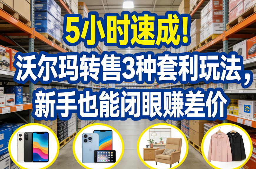 5小时速成！沃尔玛转售3种套利玩法，新手也能闭眼賺差价-吾爱创业网