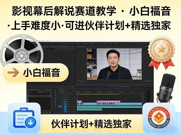某大佬的影视幕后解说赛道教学，小白福音，上手难度小，可进伙伴计划+精选独家-吾爱创业网