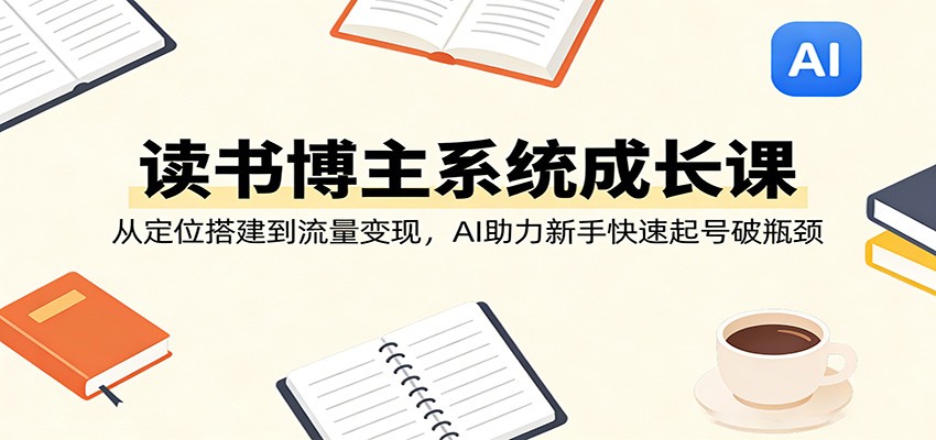 读书博主系统成长课：从定位搭建到流量变现，AI助力新手快速起号破瓶颈-吾爱创业网