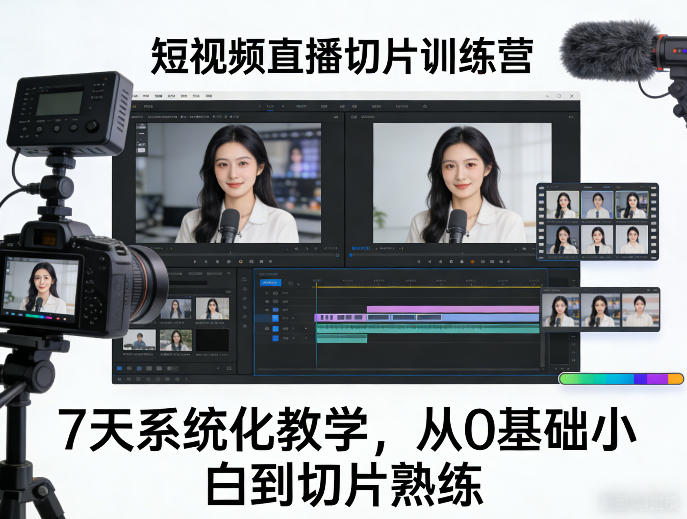 短视频直播切片训练营，7天系统化教学，从0基础小白到切片熟练-吾爱创业网