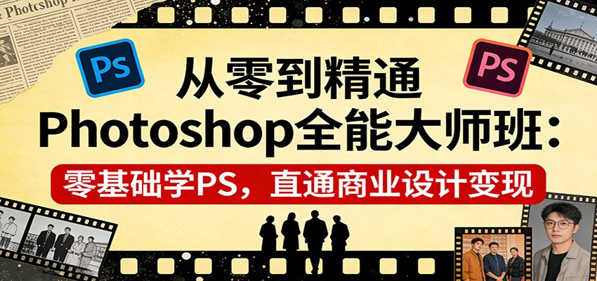 从零到精通Photoshop全能大师班：零基础学PS，直通商业设计变现-吾爱创业网