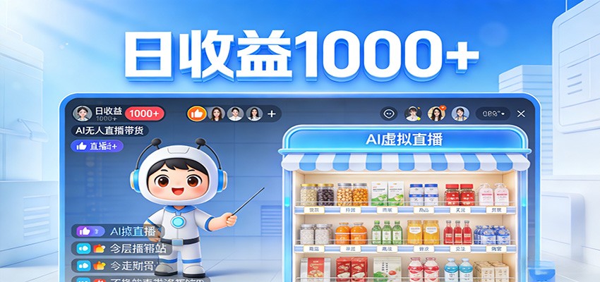 不用露脸不用说话，24小时自动卖货赚钱，全天自动直播，收益看得见-吾爱创业网