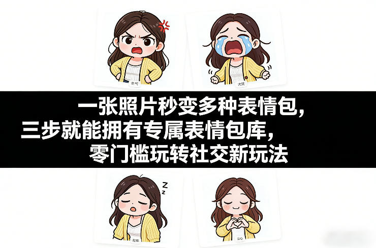 一张照片秒变多种表情包，三步就能拥有专属表情包库，零门槛玩转社交新玩法【文档】-吾爱创业网