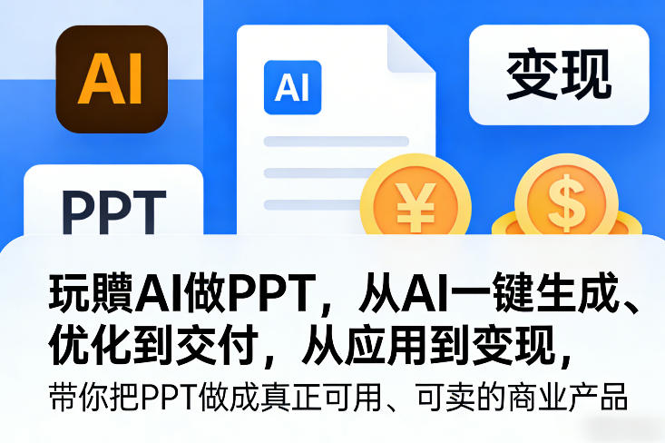 玩賺AI做PPT，从AI一键生成、优化到交付，从应用到变现，带你把PPT做成真正可用、可卖的商业产品-吾爱创业网