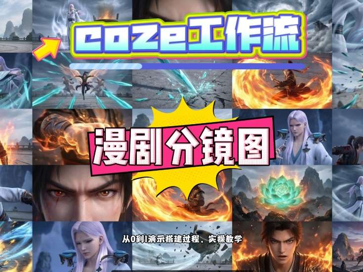 通过Coze工作流，制作《动漫分镜图》，两分钟制作完成25宫格分镜图，从0到1演示搭建过程，实操教学-吾爱创业网