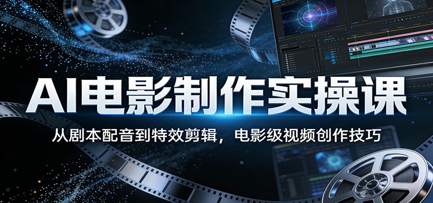 AI电影制作实操课：从剧本配音到特效剪辑，电影级视频创作技巧-吾爱创业网