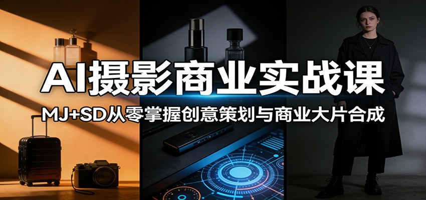 AI摄影商业实战课：MJ+SD从零掌握创意策划与商业大片合成-吾爱创业网