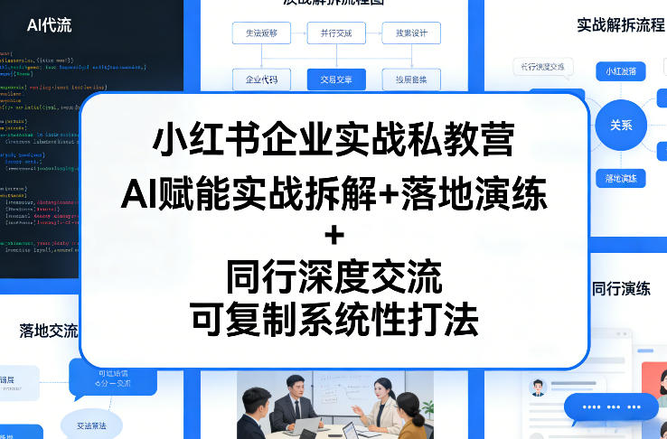 小红书企业实战私教营，AI赋能实战拆解+落地演练+同行深度交流，可复制系统性打法-吾爱创业网