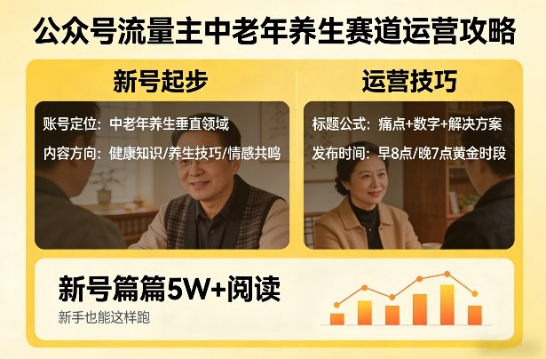 公众号流量主中老年养生赛道，新号篇篇5W+阅读，新手也能这样跑-吾爱创业网