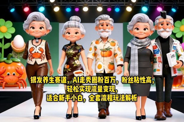 银发养生赛道，AI走秀圈粉百万，粉丝粘性高，轻松实现流量变现，适合新手小白，全套流程玩法解析-吾爱创业网
