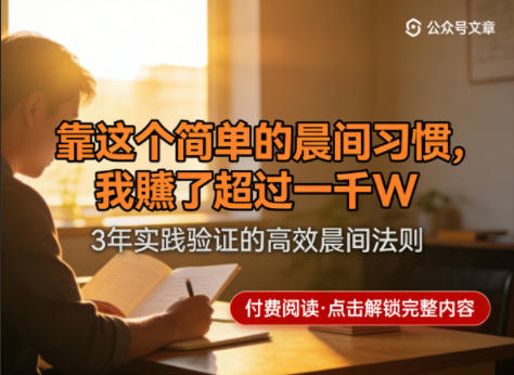 某公众号付费文章：靠这个简单的晨间习惯，我賺了超过一千W-吾爱创业网