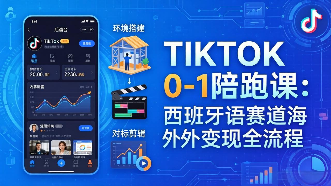 （17908期）TIKTOK 0-1 陪跑课：从环境搭建到刷对标剪辑，西班牙语赛道海外变现全流程-吾爱创业网