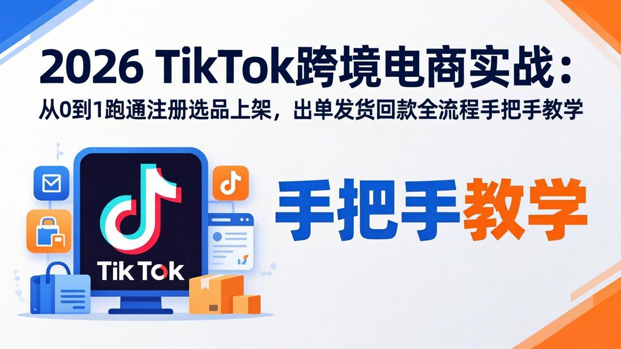 （17850期）2026TikTok跨境电商实战：从0到1跑通注册选品上架，出单发货回款全流程手把手教学-吾爱创业网