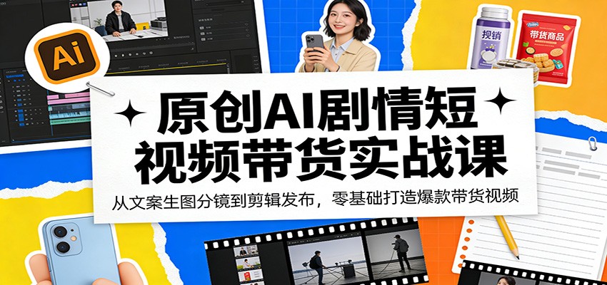 原创AI剧情短视频带货实战课：从文案生图分镜到剪辑发布，零基础打造爆款带货视频-吾爱创业网