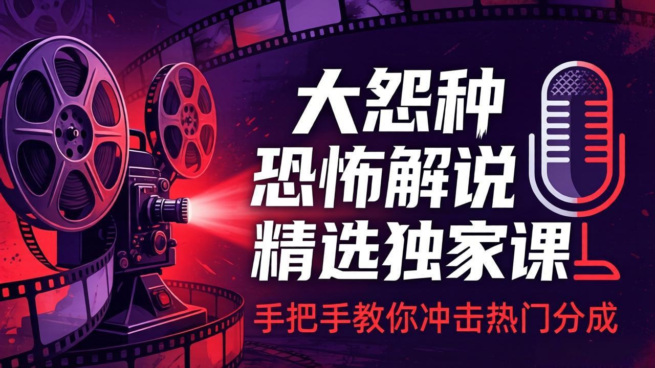 （17920期）大怨种恐怖解说精选独家课：电影下载+文案配音+片头封面，手把手教你冲击热门分成-吾爱创业网