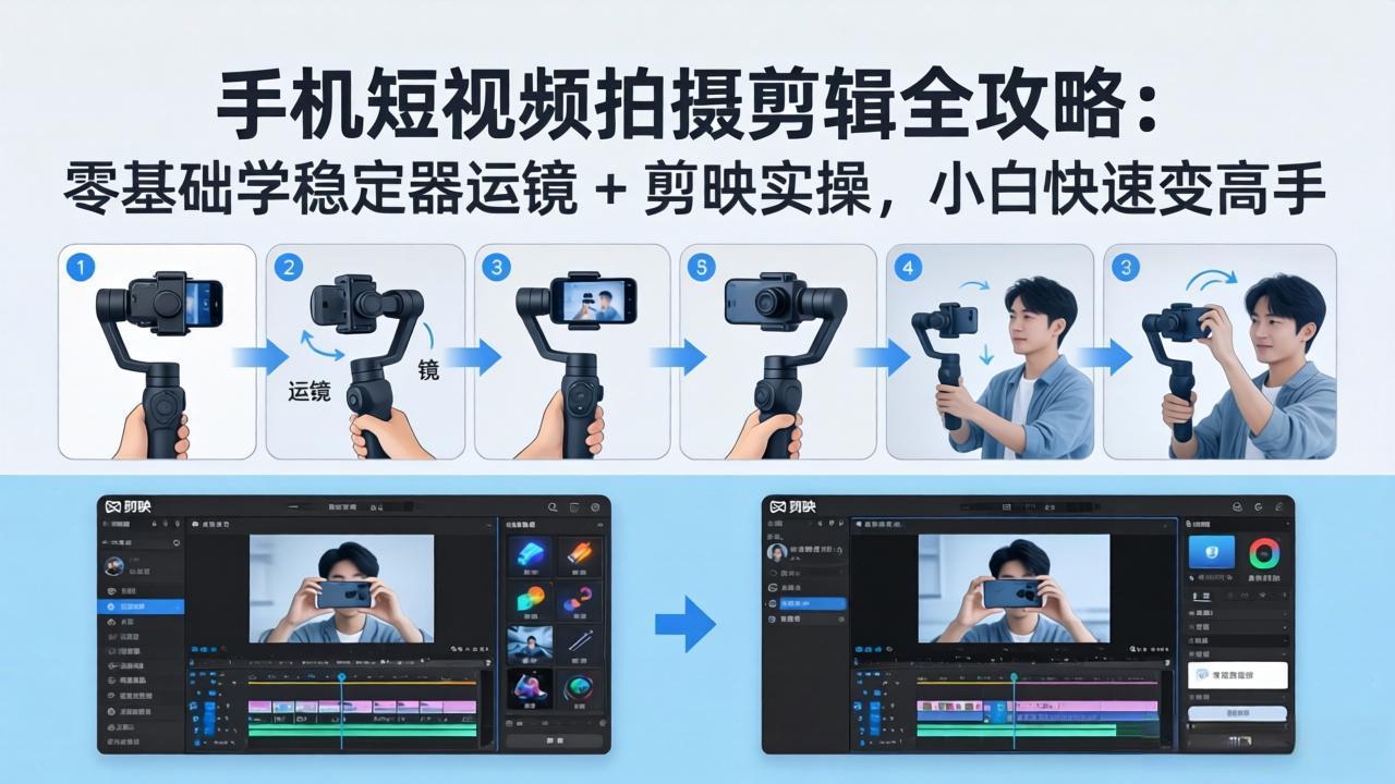 (18003期)手机短视频拍摄剪辑全攻略:零基础学稳定器运镜 + 剪映实操,小白快速变高手-吾爱创业网