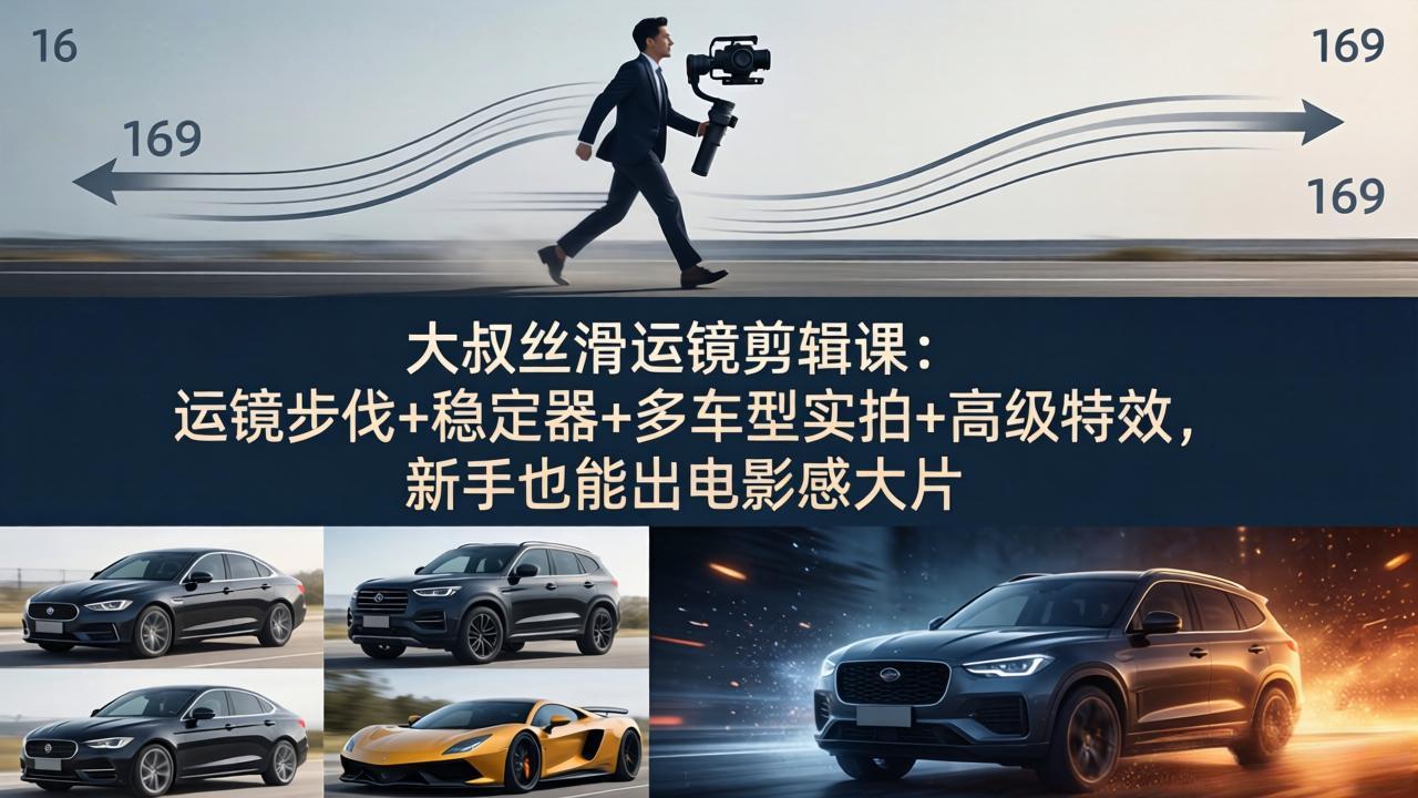 (18004期)大叔丝滑运镜剪辑课:运镜步伐+稳定器+多车型实拍+高级特效,新手也能出电影感大片-吾爱创业网