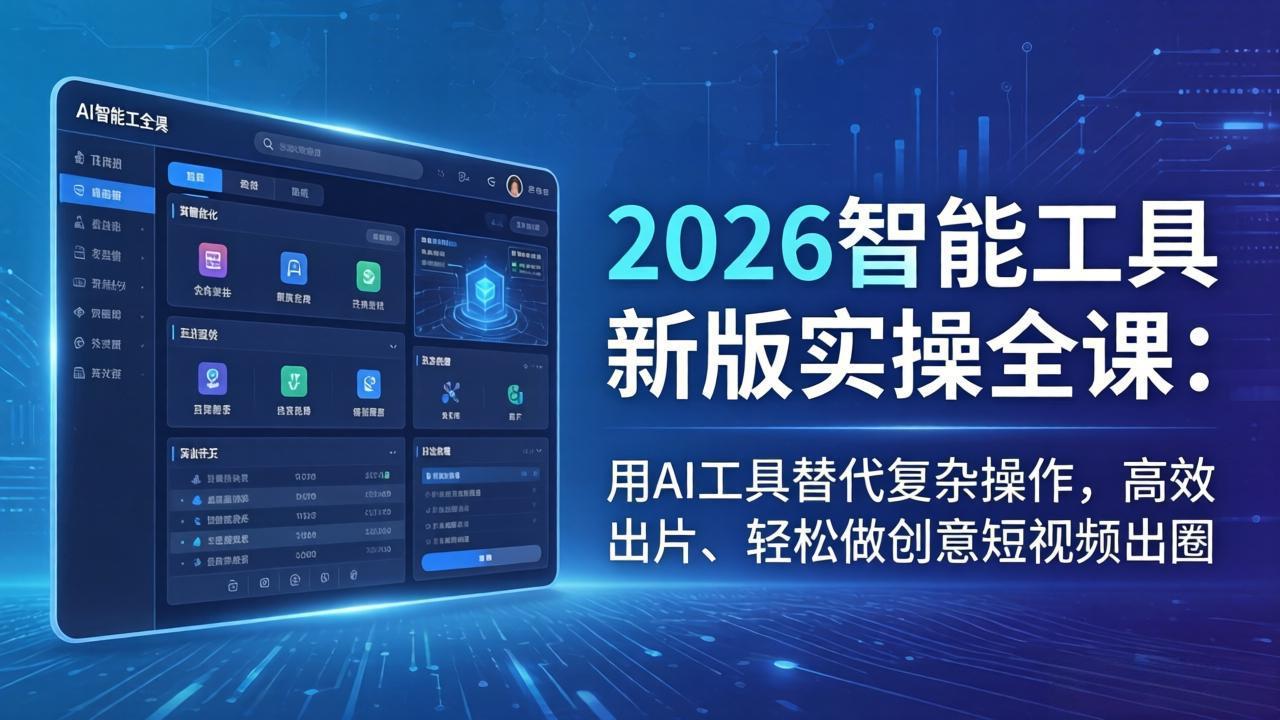 (18005期)2026智能工具新版实操全课:用AI工具替代复杂操作,高效出片、轻松做创意短视频出圈-吾爱创业网