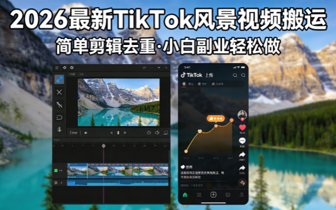 (18001期)2026最新TikTok风景视频搬运简单剪辑去重小白副业月入 8000-吾爱创业网