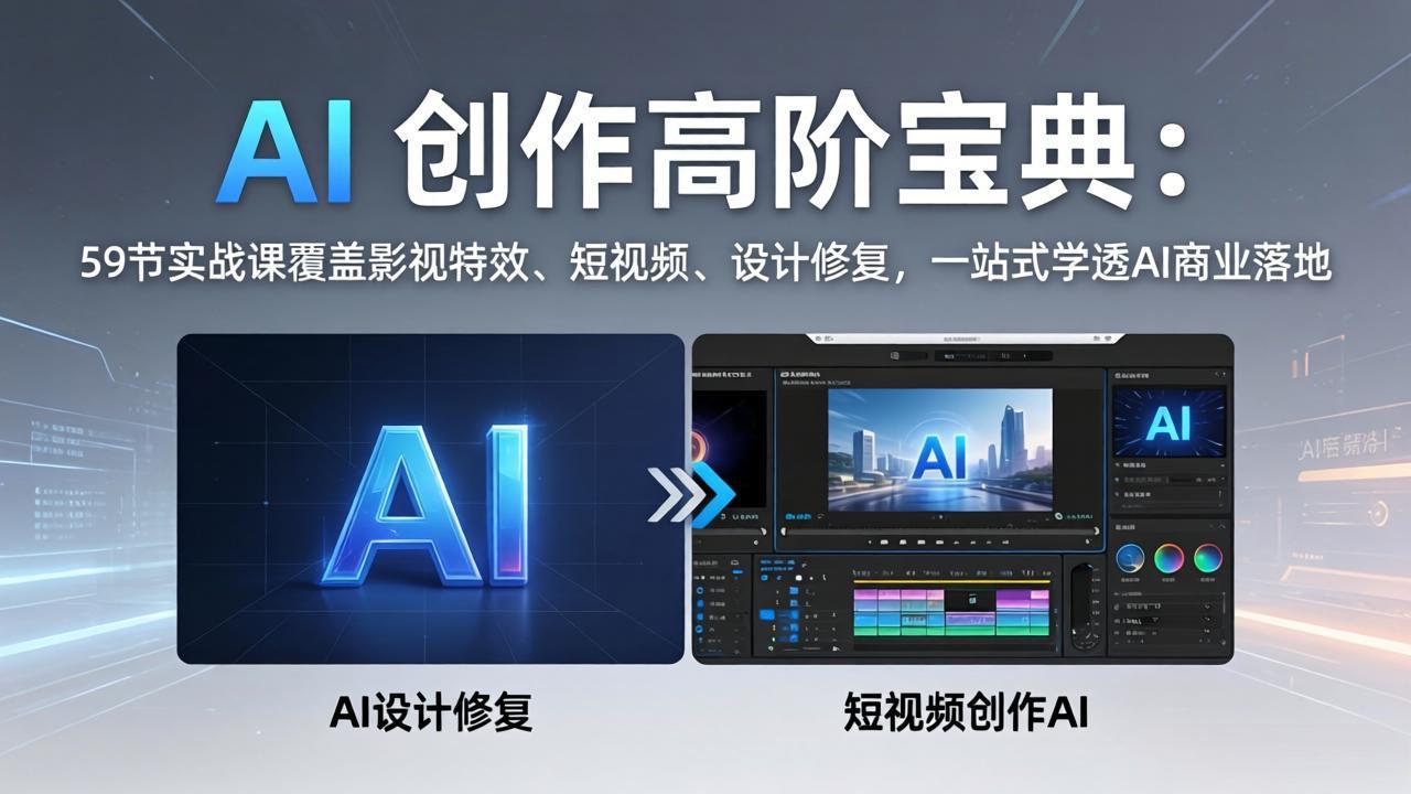 （17887期）AI 创作高阶宝典：59节实战课覆盖影视特效、短视频、设计修复，一站式学透AI商业落地-吾爱创业网