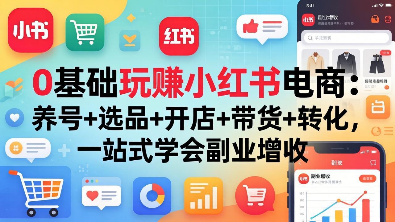 （17949期）0基础玩赚小红书电商：养号+选品+开店+带货+转化，一站式学会副业增收-吾爱创业网