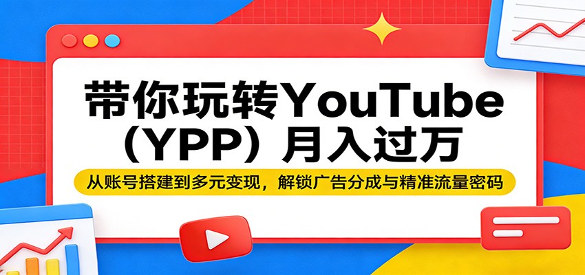 带你玩转YouTube（YPP）月入过万：从账号搭建到多元变现，解锁广告分成与精准流量密码-吾爱创业网