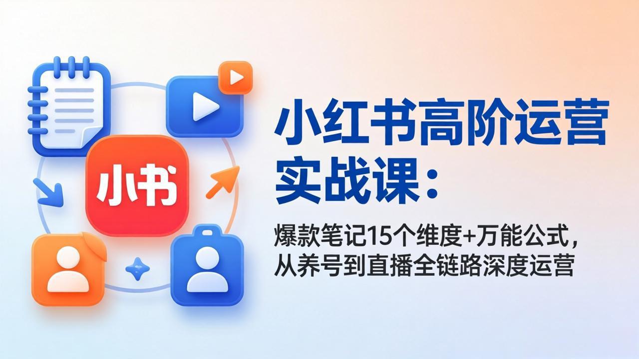 （17844期）小红书高阶运营实战课：爆款笔记15个维度+万能公式，从养号到直播全链路深度运营-吾爱创业网
