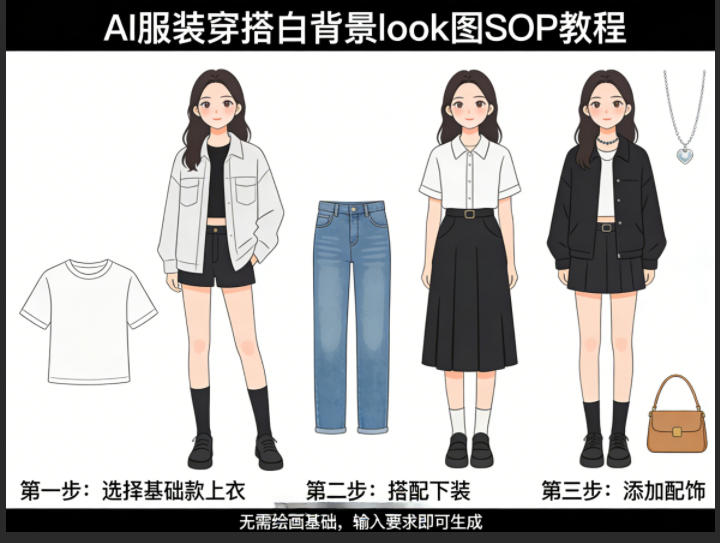 AI服装穿搭白背景look图SOP教程，不用会画画，提几句具体要求，AI就能还你一个奇迹-吾爱创业网