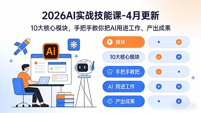 （17941期）2026AI实战技能课-4月更新：10大核心模块，手把手教你把AI用进工作、产出成果-吾爱创业网
