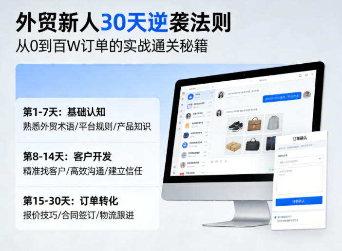 外贸新人30天逆袭法则，教你从0到百W订单的实战通关秘籍-吾爱创业网