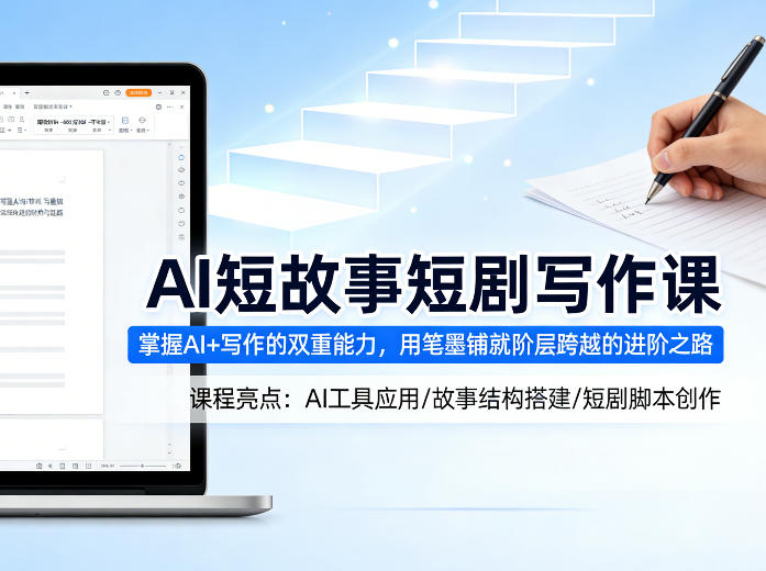 AI短故事短剧写作课，掌握AI+写作的双重能力，用笔墨铺就阶层跨越的进阶之路-吾爱创业网