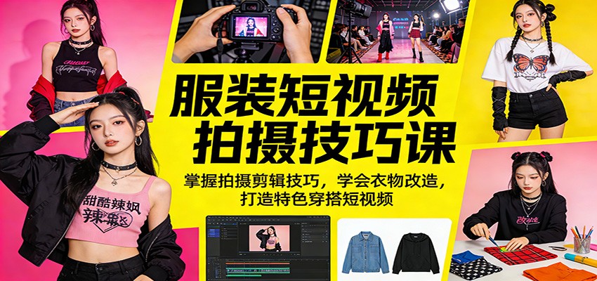 服装短视频拍摄技巧课：掌握拍摄剪辑技巧，学会衣物改造，打造特色穿搭短视频-吾爱创业网