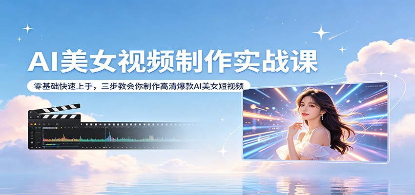 AI美女视频制作实战课：零基础快速上手，三步教会你制作高清爆款AI美女短视频-吾爱创业网