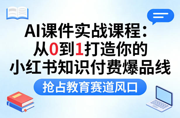 AI课件实战课程，从0到1打造你的小红书知识付费爆品线，抢占教育赛道风口-吾爱创业网