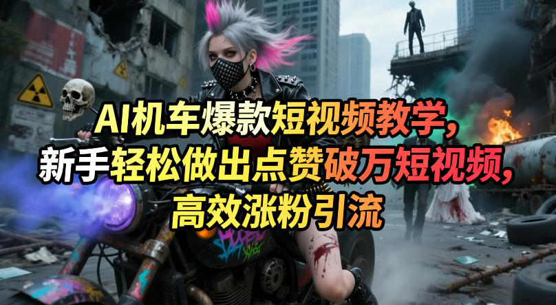 AI机车爆款短视频教学，新手轻松做出点赞破万短视频，高效涨粉引流-吾爱创业网