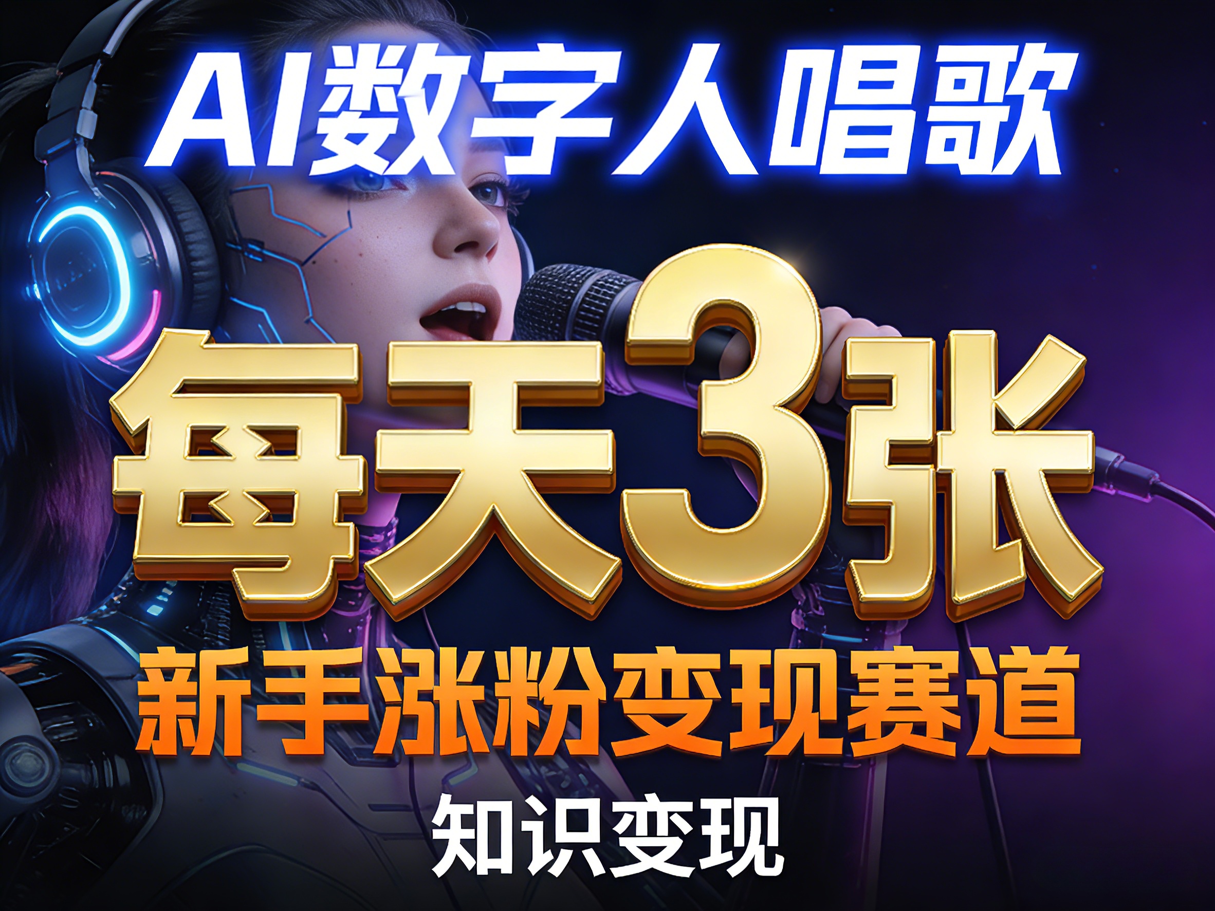 AI数字人唱歌，新手涨粉变现赛道，每天3张和知识付费，副业必备-吾爱创业网